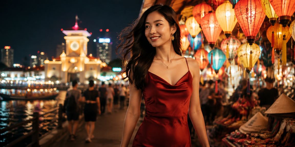 Chợ đêm Thành phố Hồ Chí Minh sôi động với ánh đèn rực rỡ và không khí giải trí náo nhiệt