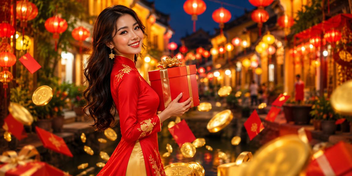 Không khí lễ hội đèn lồng Hội An với phong bao đỏ và không khí giải trí sôi động