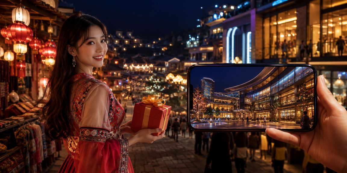 Người dùng chơi casino di động tại chợ đêm Sapa trong không khí se lạnh